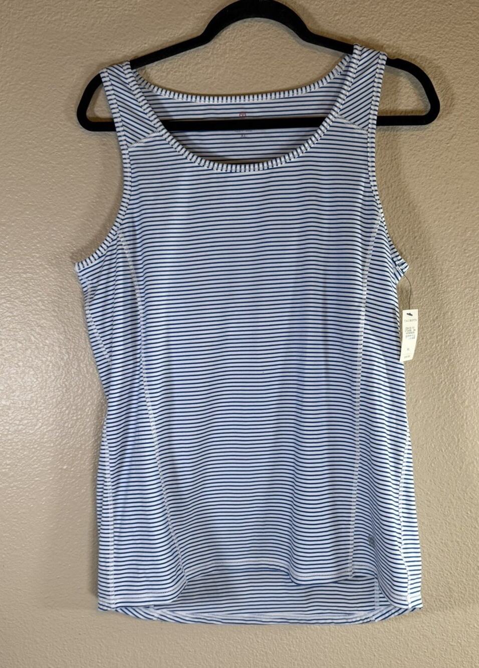NWT Talbots Womens XL White Blue Striped Sleeveless Scoop Neck Tank Top